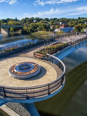 Arial shot at the Mohawk Valley Gateway Overlook Bridge, Amsterdam, NY
